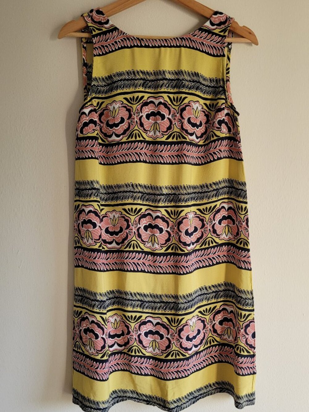 Ann Taylor Loft Yellow Striped Pink Floral Mini Shift Dress Small - Picture 2 of 6